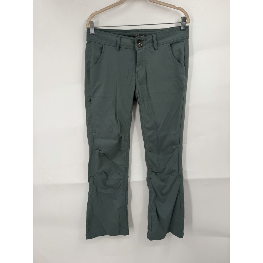 prAna Halle Pants Women 6 Short Green Stretch Hiking Outdoor Cargo Roll Up Trail